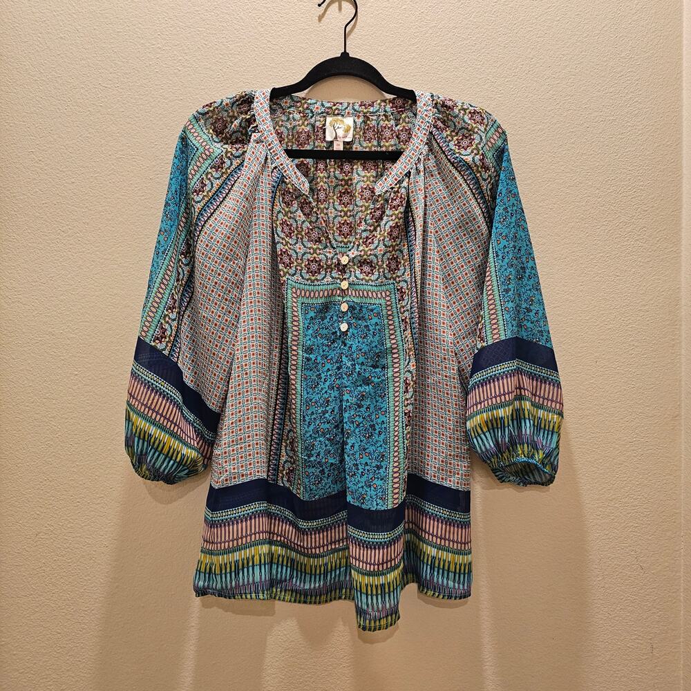 NWOT Fig & Flower Floral Bohemian Top Size M